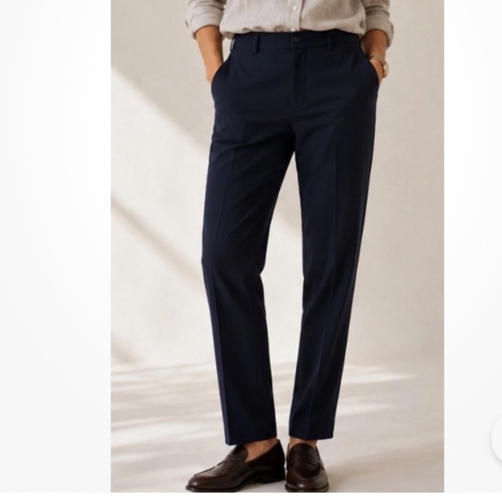 Theory Dress Pants Women 30 Navy Wool Blend Straight Leg Professional Workwear